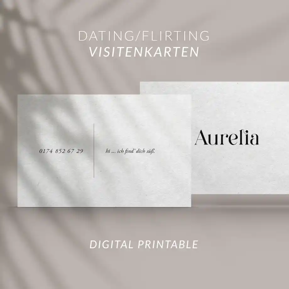 A customizable dating business card with a sleek, modern design, ideal for showcasing your unique style and favorite pick up lines to make memorable connections.