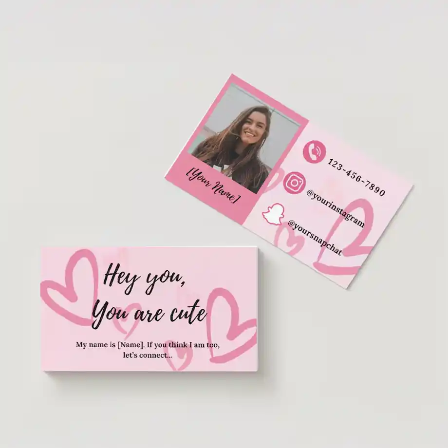 A stylish, editable dating business card designed to showcase your personality with fun pick up lines. Perfect for making lasting impressions while meeting new people.