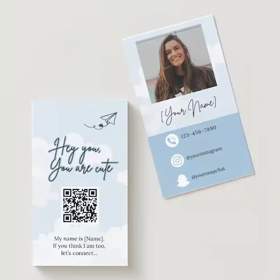 A stylish and fun dating business card perfect for sharing your best pick up lines. The card features a playful design to help break the ice and make a memorable impression.