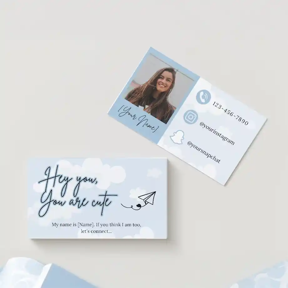 A sleek, editable business card designed for dating and flirting, perfect for sharing your best pick up lines with style and confidence.