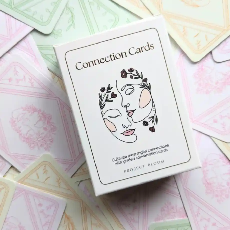 Connection Cards game card deck featuring conversation starters and questions-for-couples. Perfect for date nights, icebreakers, and getting to know each other better.