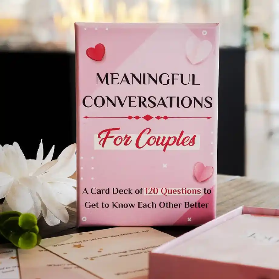 Meaningful Conversations for Couples card game featuring 120 engaging questions-for-couples.