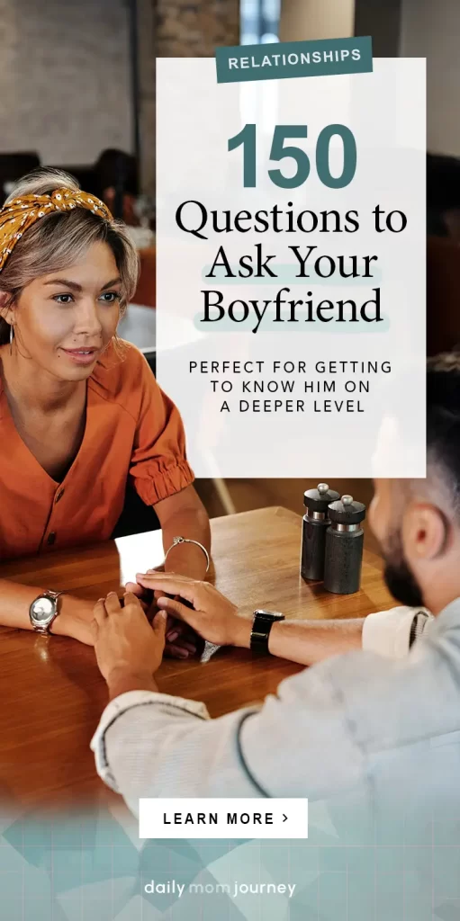 A couple holding hands at a table, exploring 150 meaningful questions to ask your boyfriend to strengthen your relationship.