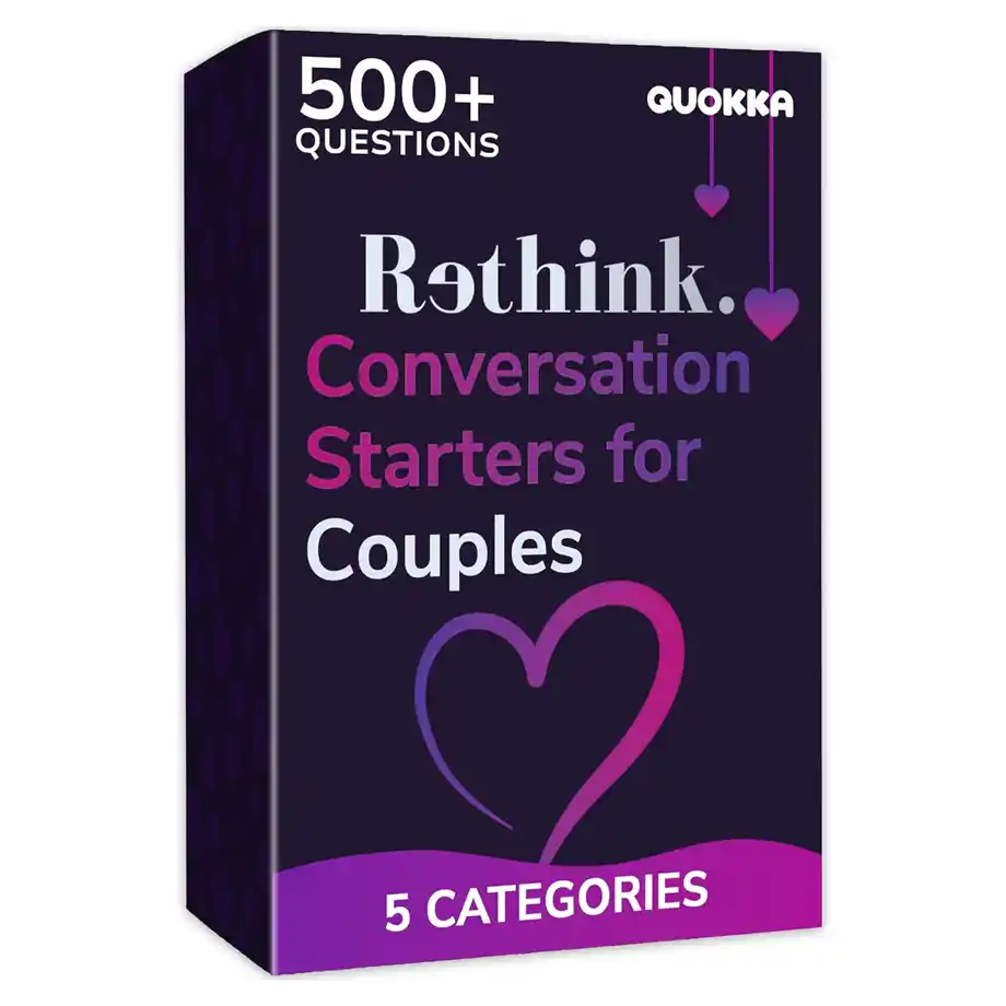 Strengthen your bond with the QUOKKA conversation card game. Featuring thought-provoking questions to ask your boyfriend, this game encourages deep and meaningful conversations, perfect for couples looking to connect on a deeper level. Ideal for date nights or intimate moments.