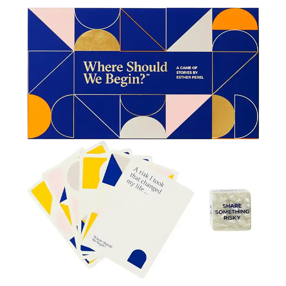 Esther Perel's 'Where Should We Begin,' a thought-provoking couple's card game featuring insightful and engaging questions to ask your boyfriend, perfect for sparking meaningful conversations.