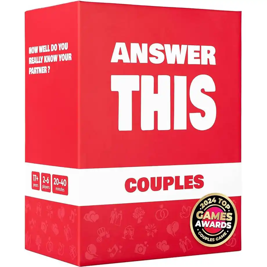 A vibrant image of the game Answer This - Couples Games, featuring cards with fun and engaging questions. Perfect for sparking laughter, connection, and deep conversations between partners.