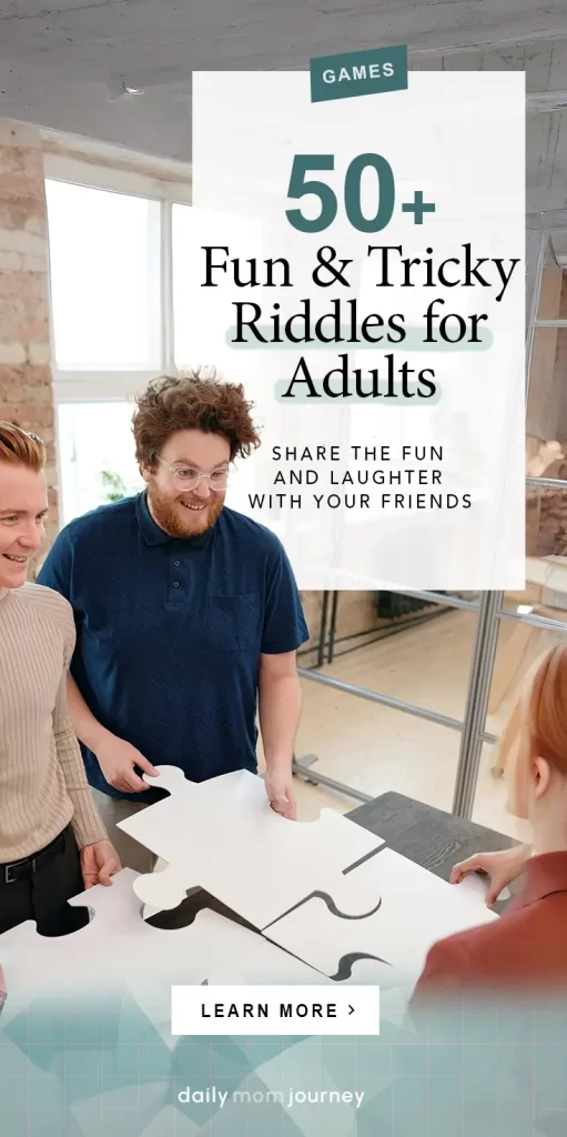 A group of friends working together on a giant puzzle piece, showcasing the collaborative fun of solving riddles for adults in a casual setting.