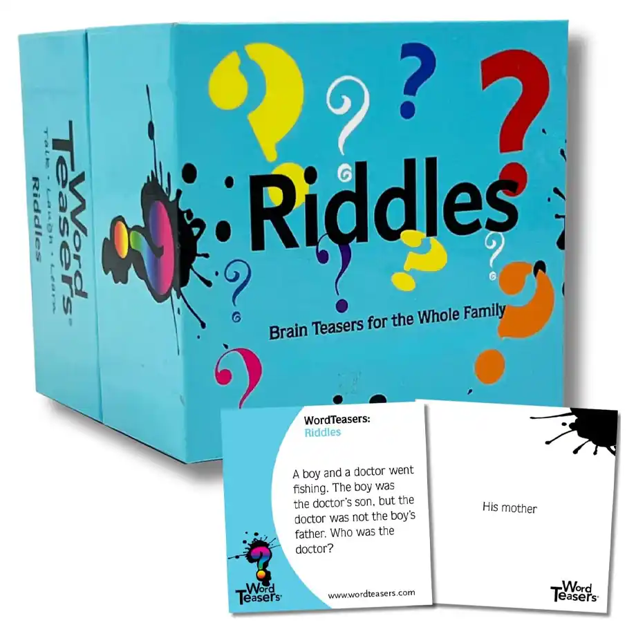 A fun card set featuring engaging riddles for kids, perfect for enhancing critical thinking and problem-solving skills. Great for family game nights or educational activities.