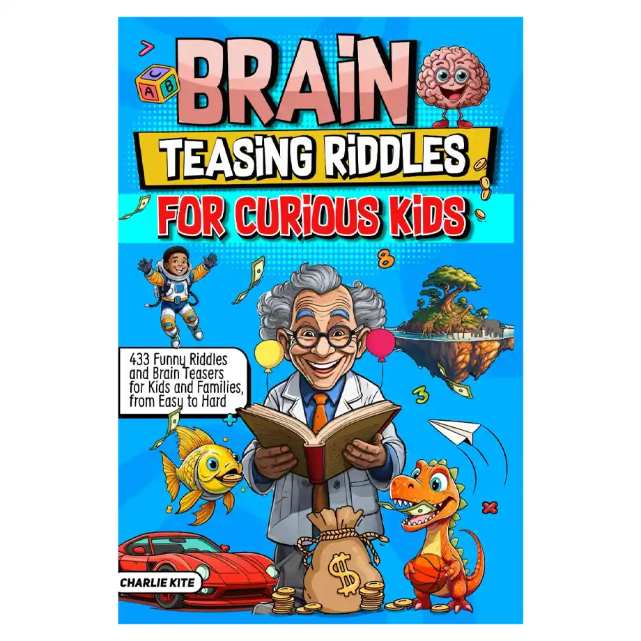 A book filled with brain-teasing riddles for kids, perfect for curious minds looking for challenging puzzles to solve. Ideal for developing critical thinking and problem-solving skills through fun riddles.