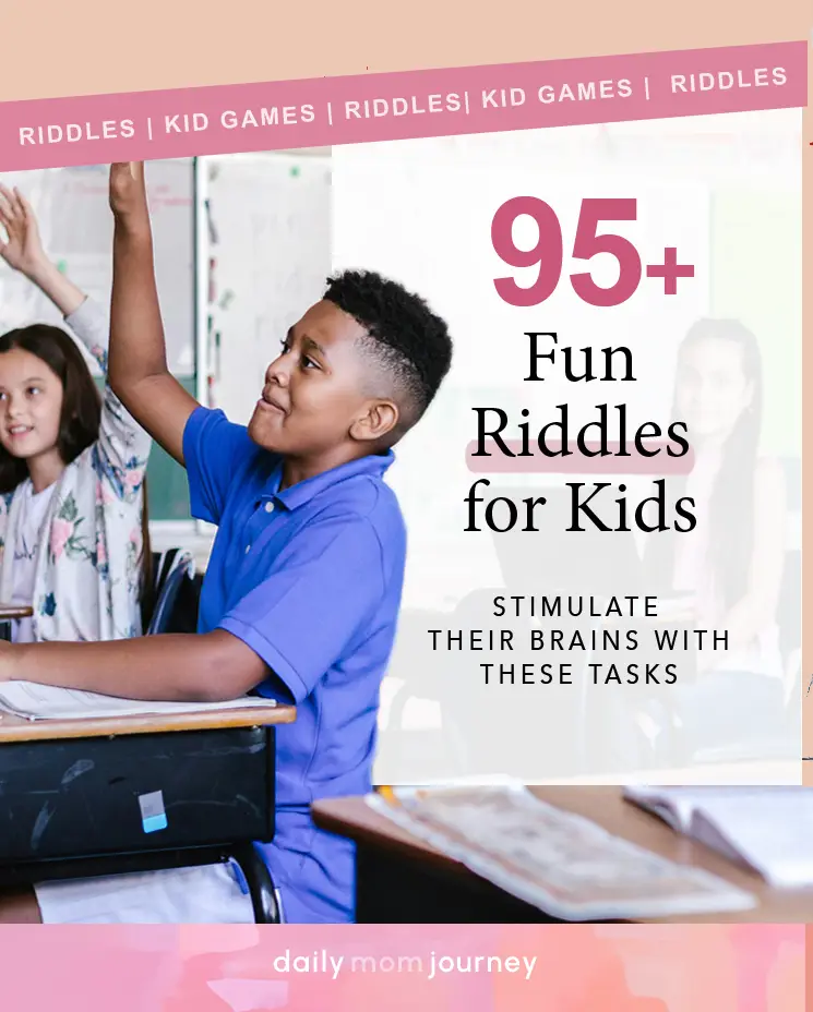 A boy eagerly participating in class with raised hands, showcasing stimulating riddles for kids that challenge their thinking.