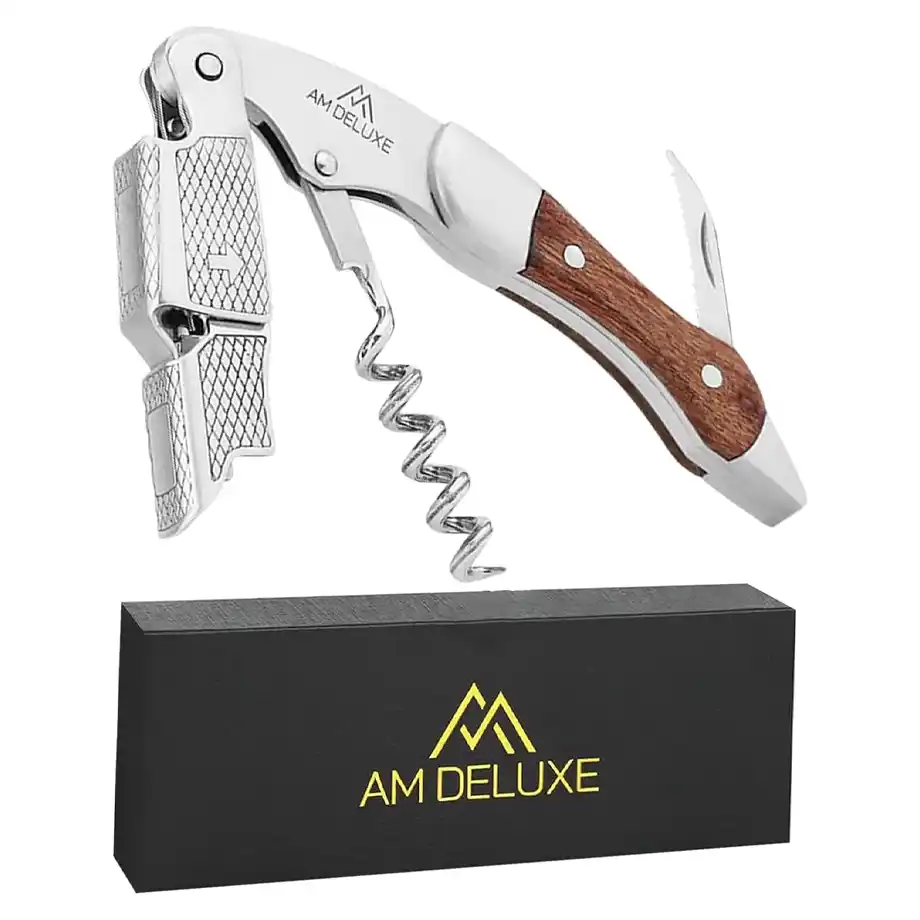 Personalized Premium  waiter corkscrew with a sleek design, ideal for wine enthusiasts. This thoughtful stocking stuffer for your husband is perfect for uncorking wine bottles in style.