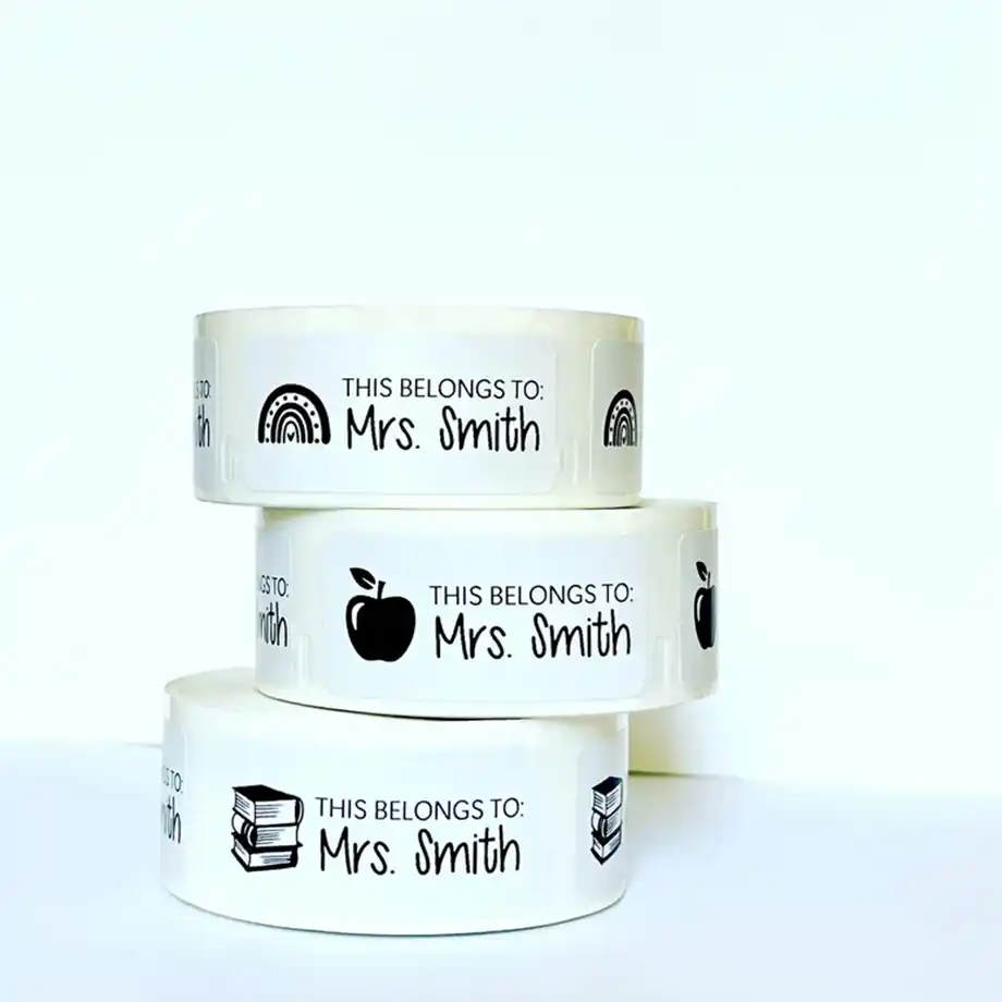 A roll of customizable labels, perfect for adding names, logos, or designs. Ideal for organizing items, packaging, or personalizing gifts and products.