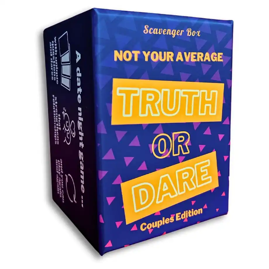 Scavenger Hunt Box game with creative truth or dare questions, ideal for exciting group activities and adventures.