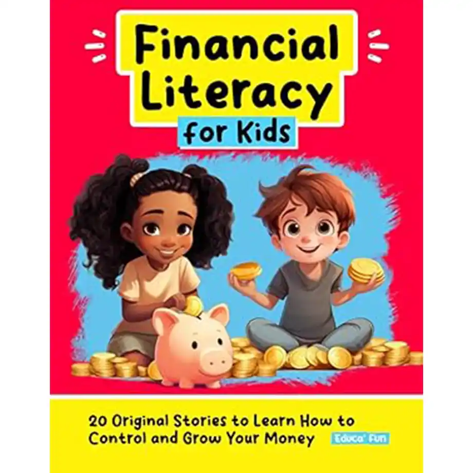 An illustration of kids doing activities like lemonade stands and pet sitting, highlighting Ways to Make Money as a Kid. It promotes financial literacy with playful visuals of coins and piggy banks.