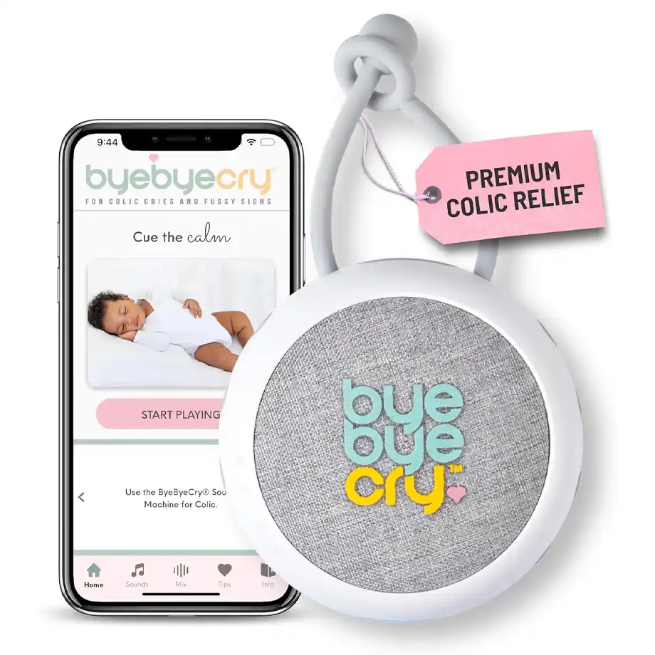 The ByeByeCry Instant Calming Sound Machine provides soothing sounds for babies during the witching hour, helping calm crying and fussiness. Pediatrician-approved and designed to promote sleep and relaxation, it's a must-have for parents dealing with newborn sleep challenges.