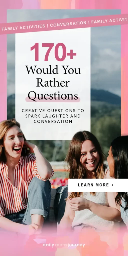 A playful banner highlighting "170+ Fun Would You Rather Questions" for sparking laughter and meaningful conversations.