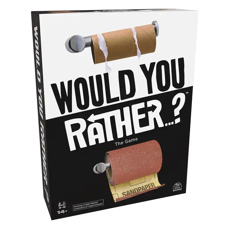 The 'Would You Rather? Card Game' box, featuring hilarious and engaging 'Would You Rather Questions' for family gatherings, parties, and game nights.