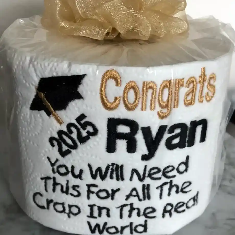 Personalized toilet paper with humorous or celebratory messages, adding a fun and quirky twist to graduation gift ideas.