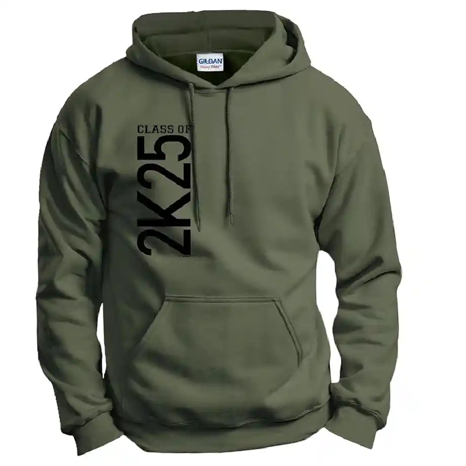 Graduation hoodie sweatshirt with "Class of 2K25" design, available for the 2024 or 2025 graduating class. A cozy and stylish gift for graduates.