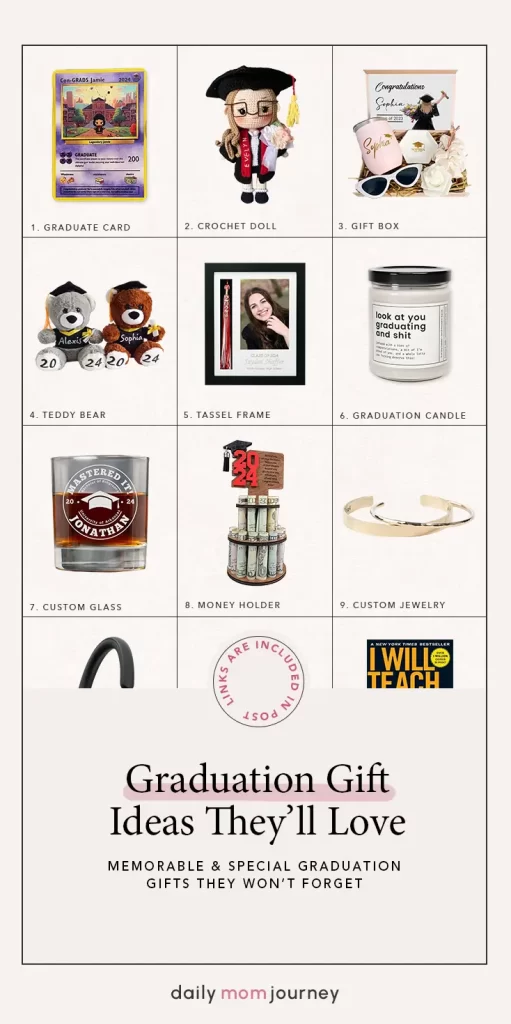 A curated selection of unique graduation gift ideas, including personalized keepsakes, sentimental gifts, and practical presents for graduates.