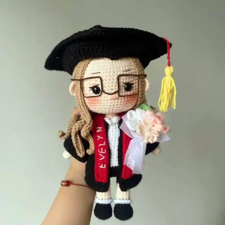 Handmade crochet dolls, crafted with care and creativity, making them a unique and heartfelt graduation gift idea.