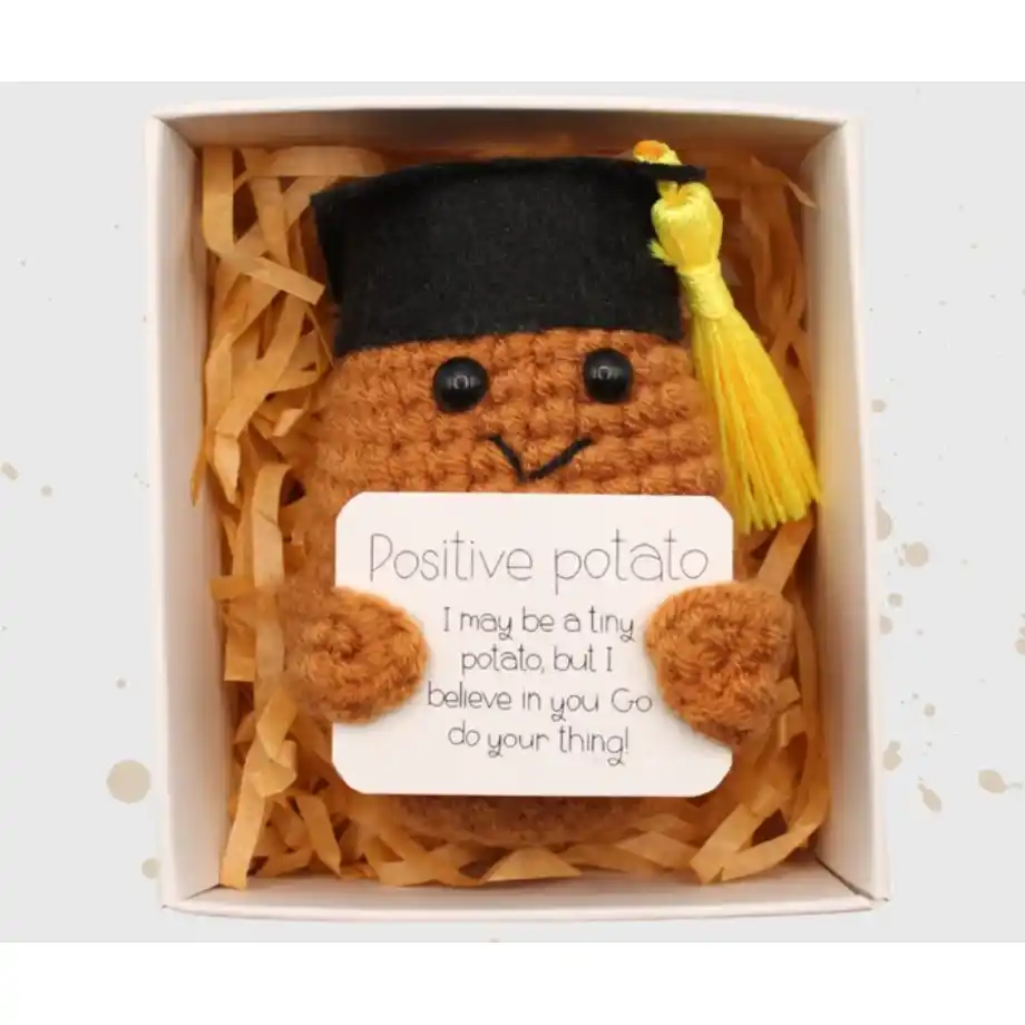 Positive potato plush – a fun and uplifting graduation gift idea to bring smiles and encouragement.