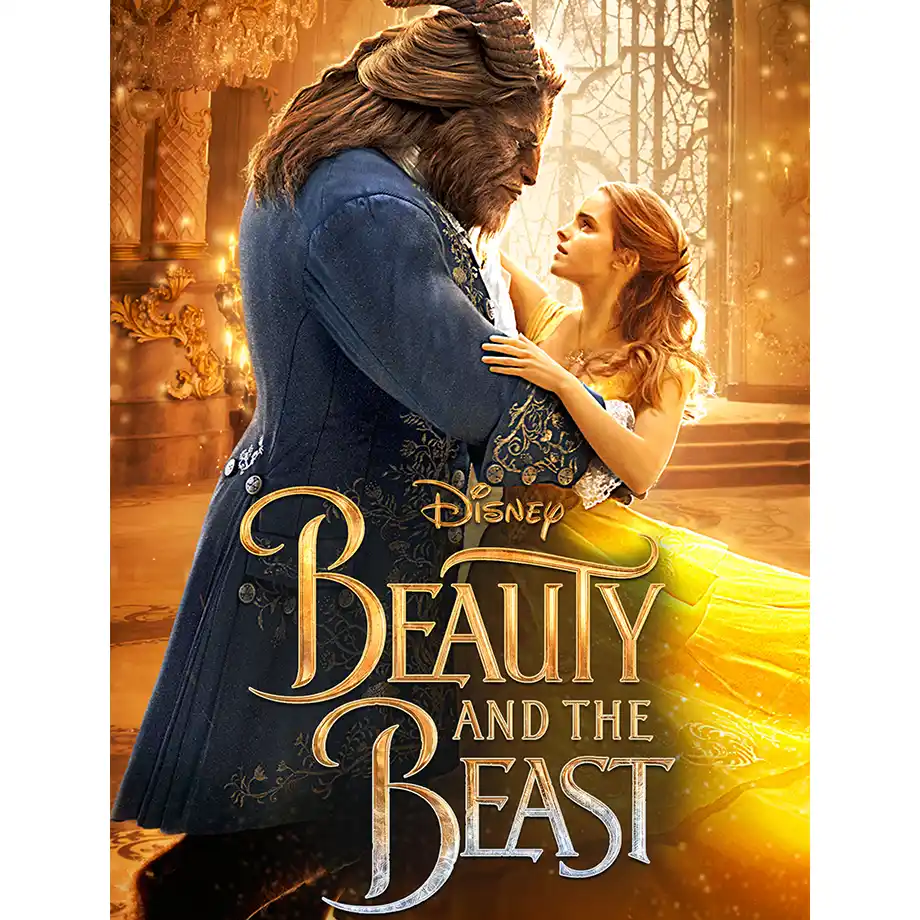 The image from Beauty and the Beast shows Belle and the Beast in a magical castle, discovering love and friendship. A timeless fairy tale in the Best Kid Movies category!