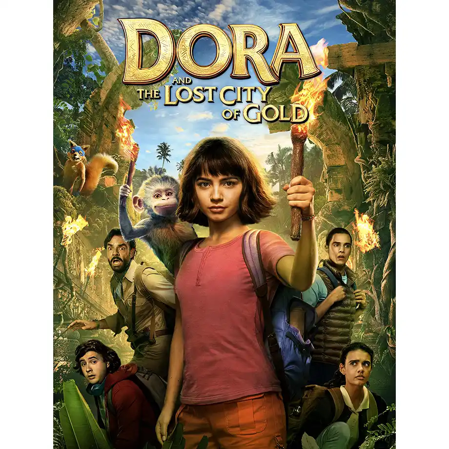 The image from Dora and the Lost City of Gold shows Dora and her friends on a daring adventure to uncover an ancient treasure. A fun and exciting journey in the Best Kid Movies category!