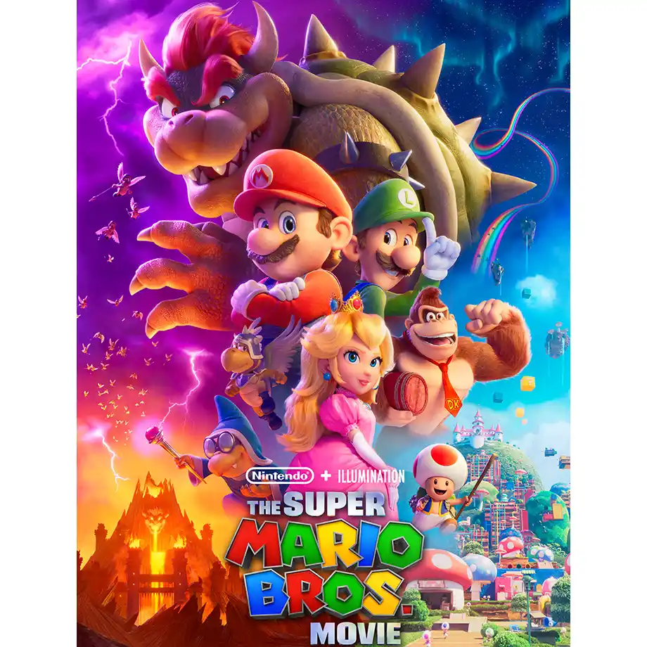 The image from The Super Mario Bros shows Mario and Luigi embarking on a colorful adventure to save the Mushroom Kingdom. A fun-filled journey in the Best Kid Movies category!