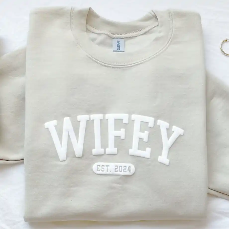 A cozy personalized wifey sweatshirt, designed for comfort and style. Perfect for Birthday wishes for wife, making her feel loved and special every day.