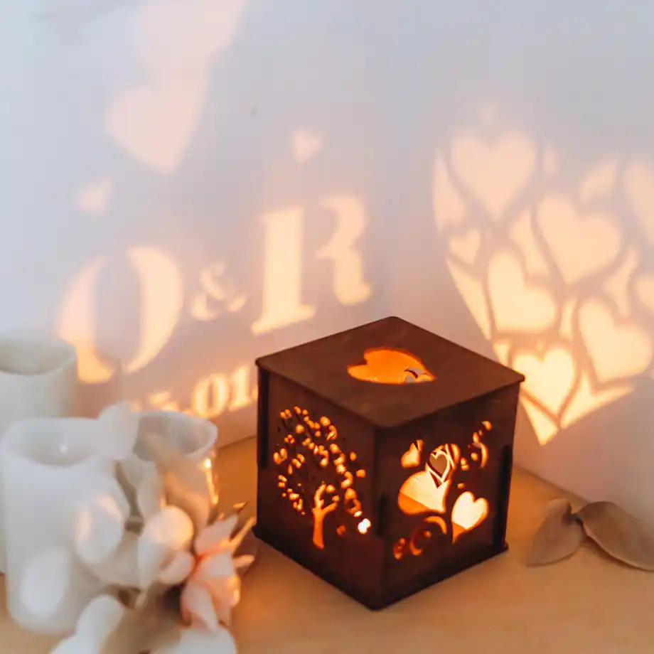 A beautifully designed romantic candle holder box, creating a warm and intimate ambiance. Perfect for Birthday wishes for wife, making her feel loved and cherished.