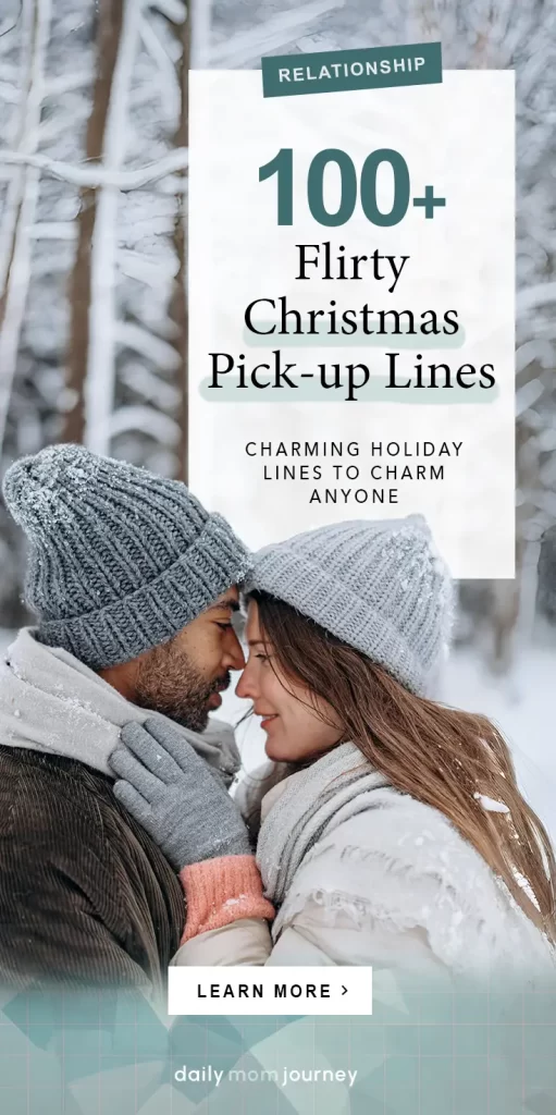 A romantic couple in winter attire, sharing an intimate moment in the snow. Perfect inspiration for flirty Christmas pick-up lines to impress this holiday season.