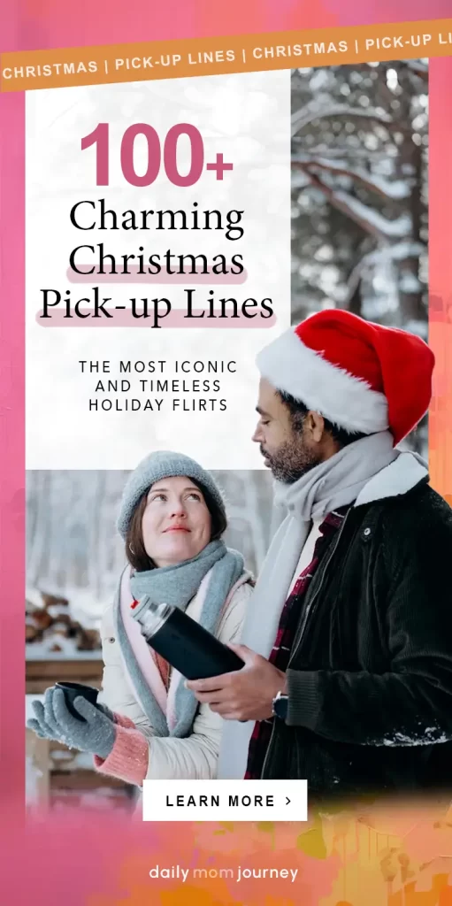 A cozy winter scene featuring a man in a Santa hat and a woman enjoying a festive moment. Get inspired with charming Christmas pick-up lines for a warm and joyful holiday season.