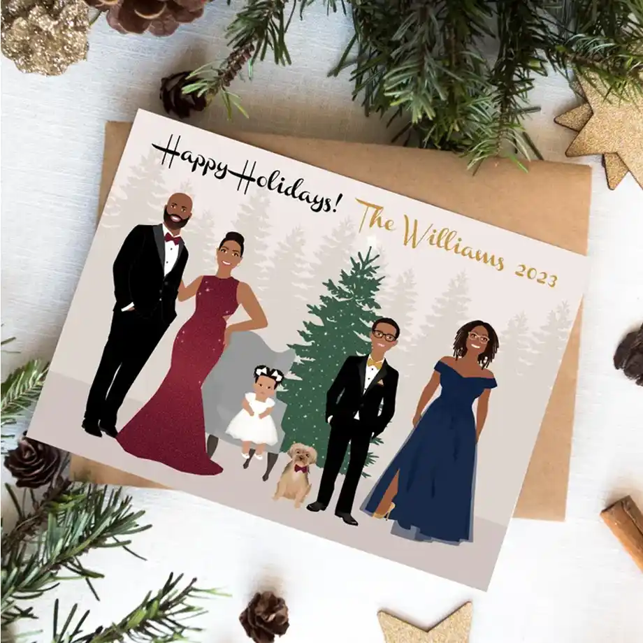 Custom illustration cards for happy new year wishes 