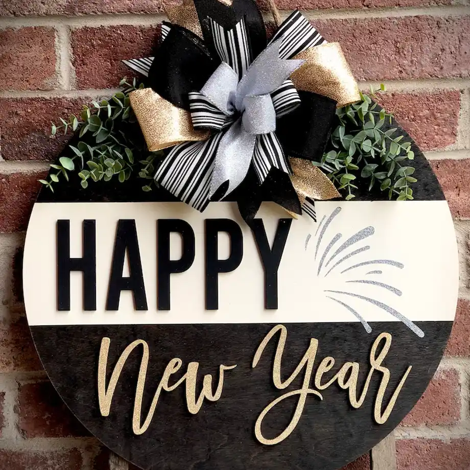 Unique door hanger for happy new year wishes