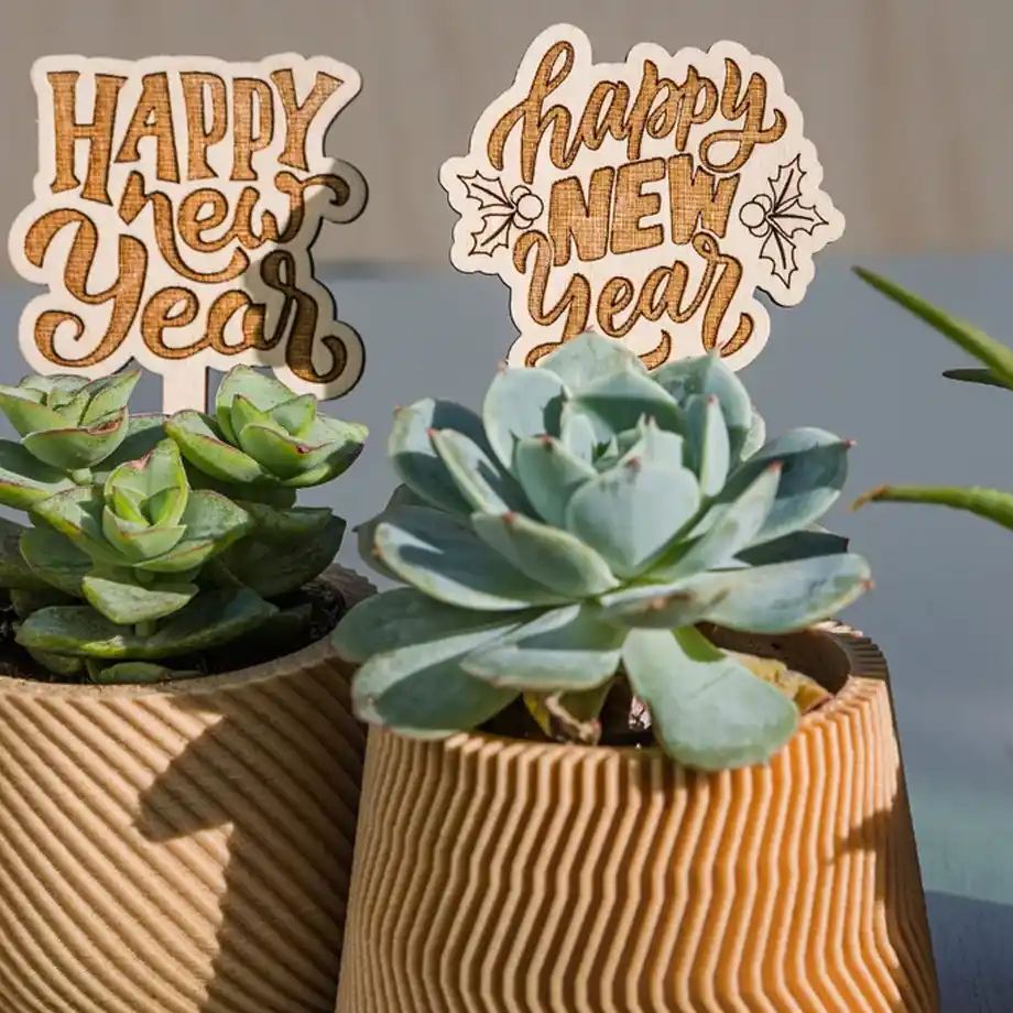 Set of 4 Happy New Year Wishes Plant tags