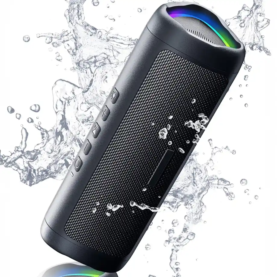 A portable wireless Bluetooth speaker with HD sound, IPX5 waterproof rating, and up to 20 hours of playtime. Features TWS pairing and Bluetooth 5.3 for seamless connectivity. Perfect for home, parties, outdoor adventures, or the beach. A great choice for white elephant gift ideas and electronic gadget lovers.