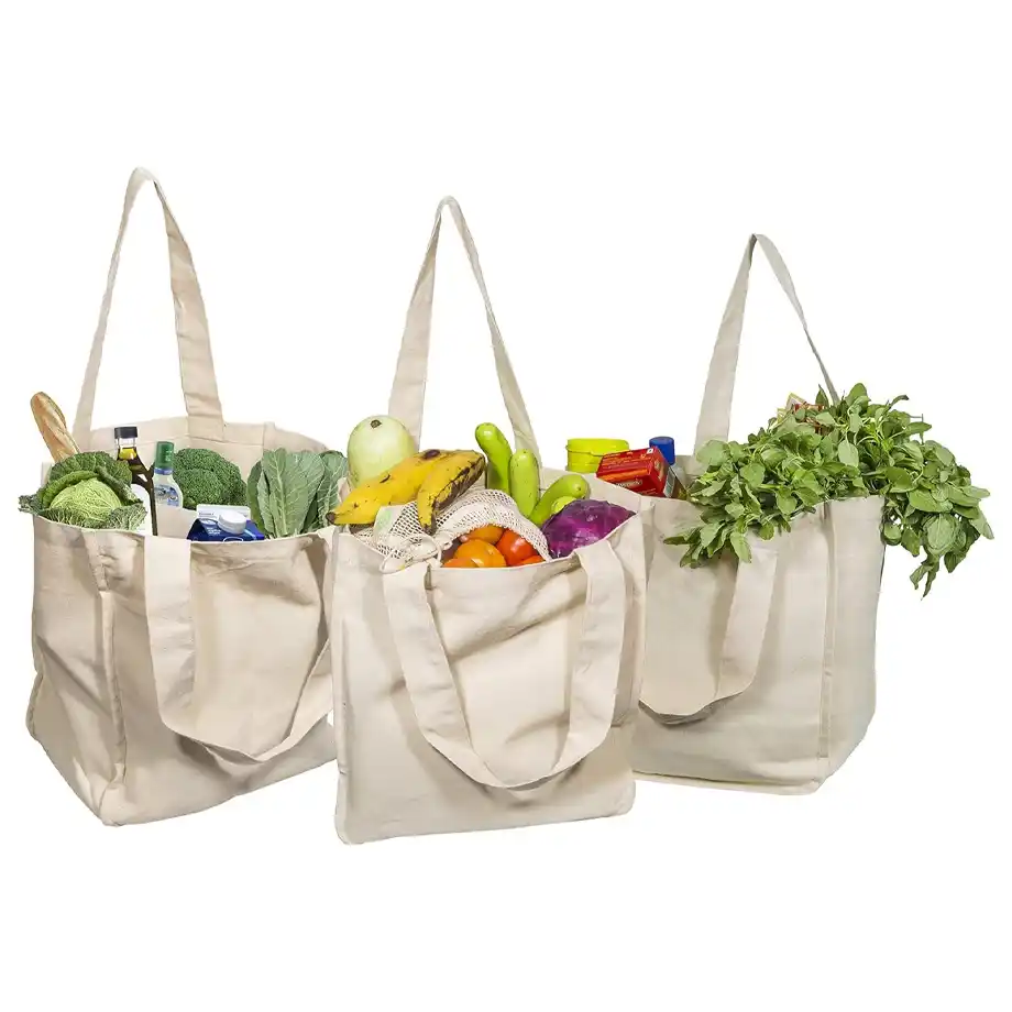 This set of three organic cotton reusable grocery bags with sturdy handles offers a sustainable and washable alternative to plastic bags, making it a thoughtful and eco-conscious choice for white elephant gift ideas.