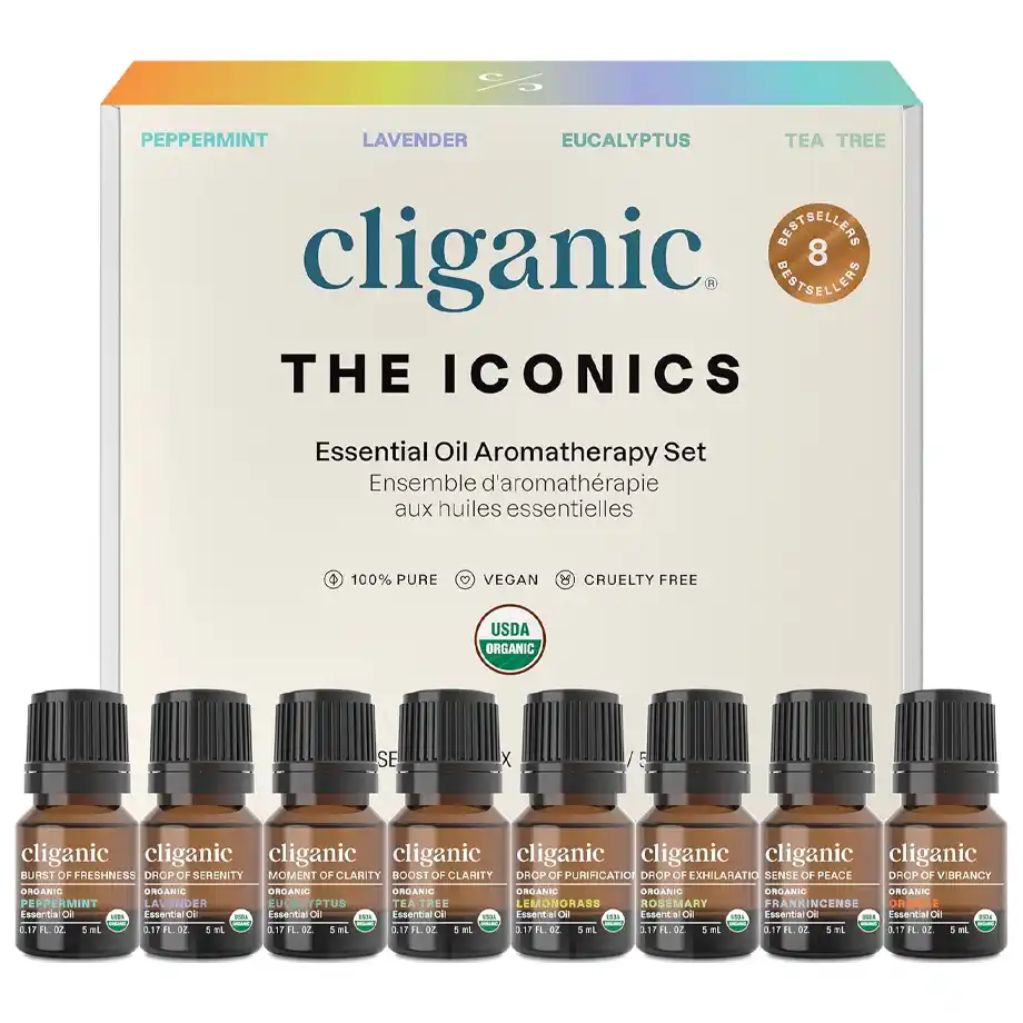 This Cliganic Organic Essential Oils Gift Set includes eight 100% pure essential oils, such as lavender, peppermint, and eucalyptus, making it a perfect choice for relaxation and white elephant gift ideas.