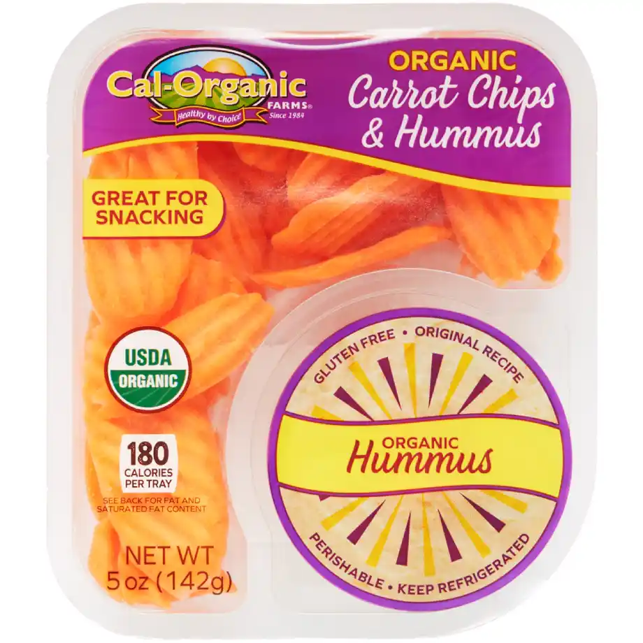 Carrot chips with hummus dip, a crunchy and nutritious choice for healthy snacks for kids.