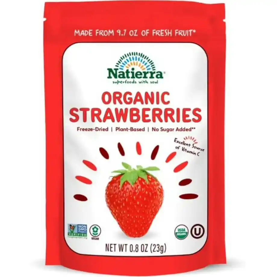 Dried strawberries, a sweet and antioxidant-packed snack for kids, providing a healthy and convenient option for on-the-go munching.