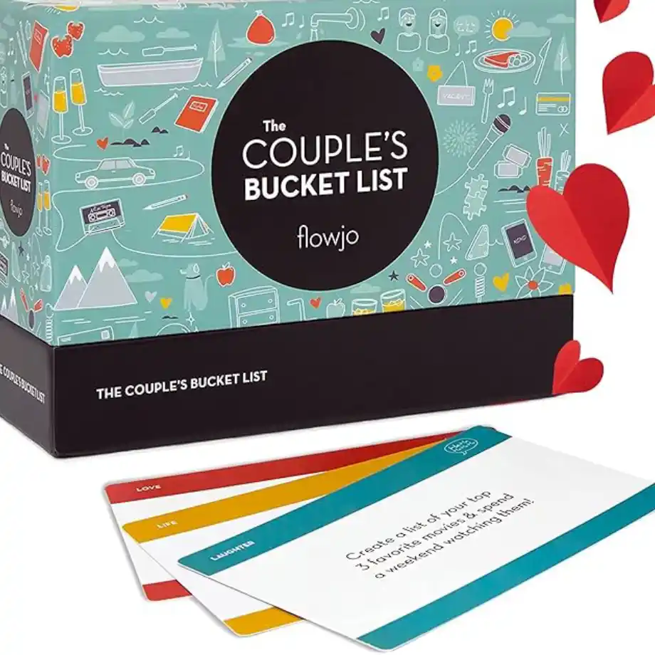 "Flowjo Couple's Bucket List" – a romantic and adventurous card game with 100 date ideas, perfect for alphabet dating to help couples reconnect and ignite deeper love.