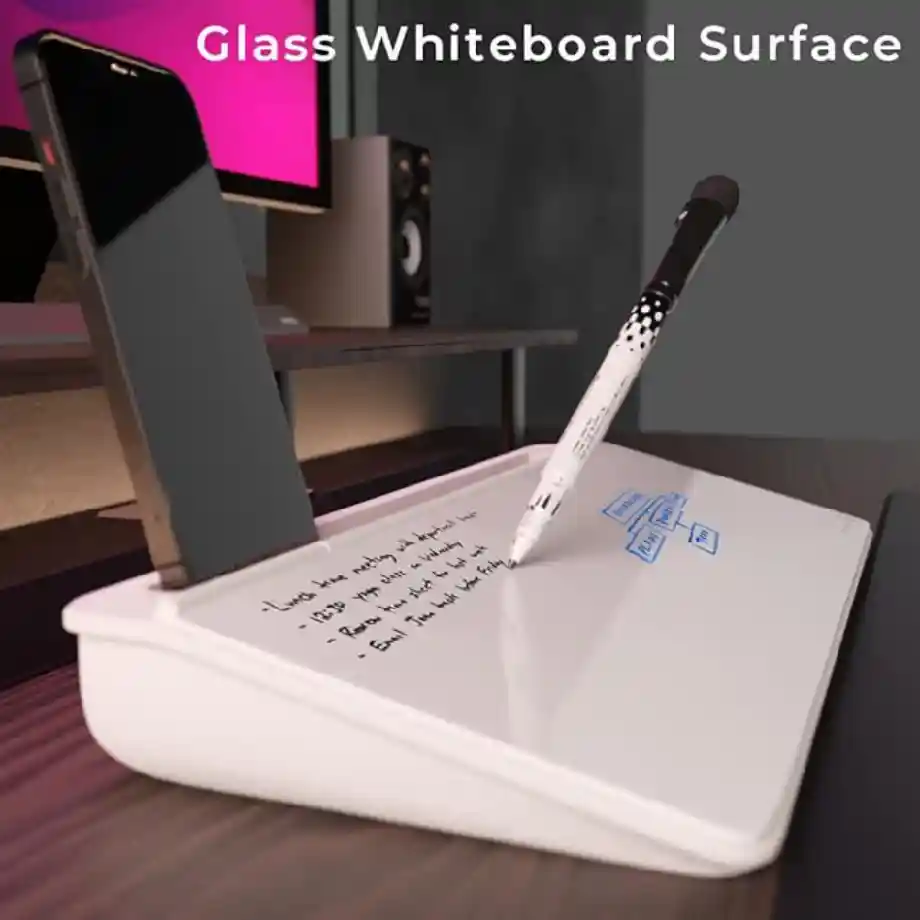 Portable desktop whiteboard with markers, perfect for jotting down notes, to-do lists, and reminders at work. A great gift idea for coworkers who love staying organized and productive.