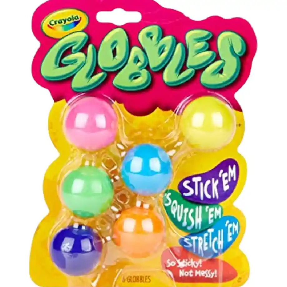 A set of 6 Crayola Globbles fidget toys, perfect for stress relief and sensory play. A great gift idea for coworkers who need a fun and calming desk toy.