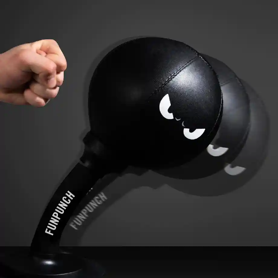 FUNPUNCH Rage-Bag, a portable mini boxing bag perfect for stress relief and active play. A fun gift idea for coworkers who need a lighthearted way to let off steam at work.