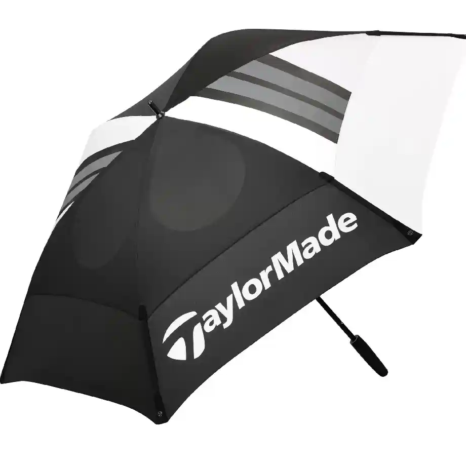 Large canopy golf umbrella with windproof design and UV protection, providing reliable coverage for golfers in any weather condition.