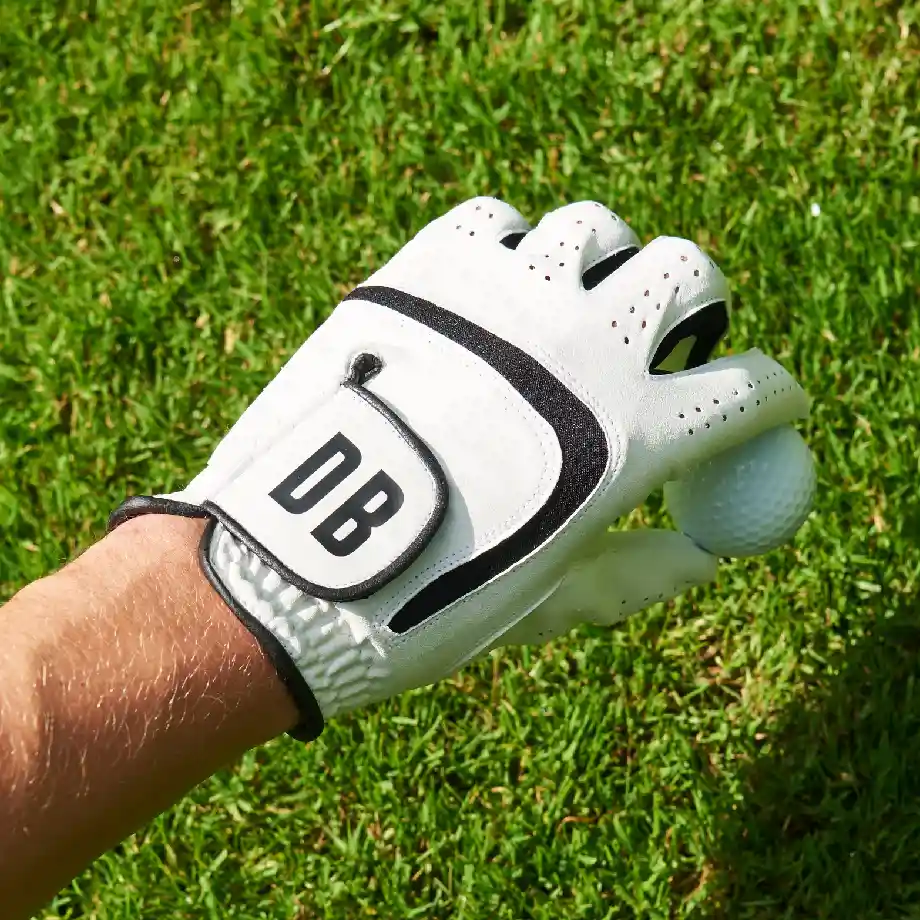 High-quality personalized men's golf glove with custom engraving, designed for comfort, grip, and durability. A perfect gift for golf enthusiasts, adding a personal touch to their game.