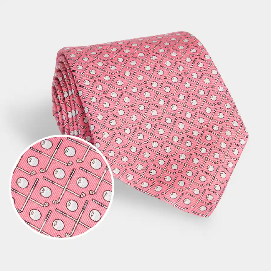 A luxurious silk tie featuring a classic golf clubs pattern, perfect for golf enthusiasts. This stylish accessory adds a touch of sophistication to any outfit, making it a great gift for golfers on birthdays, Father’s Day, or special occasions. Ideal for work, events, or the clubhouse.