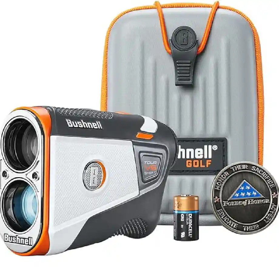 A high-tech golf rangefinder with slope switch, flag-locking Visual Jolt, and a 1300-yard range—perfect for golf gift ideas.