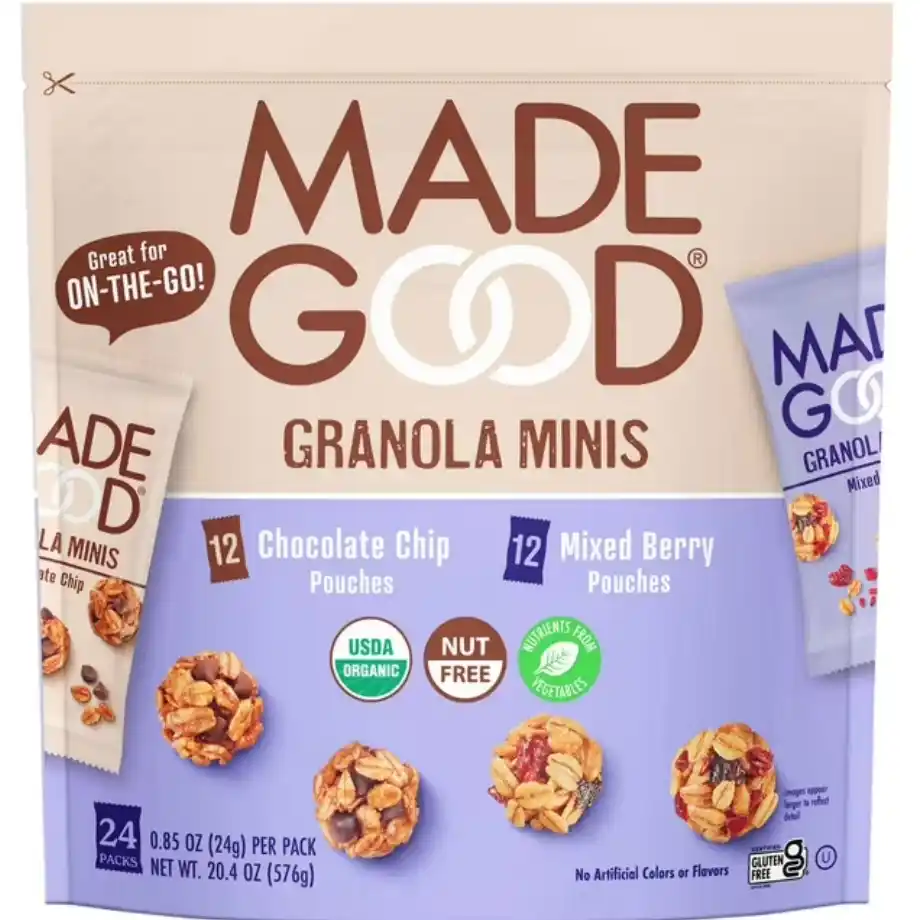 Granola minis, a bite-sized, crunchy snack for kids, offering a wholesome and nutrient-packed option for healthy snacking.